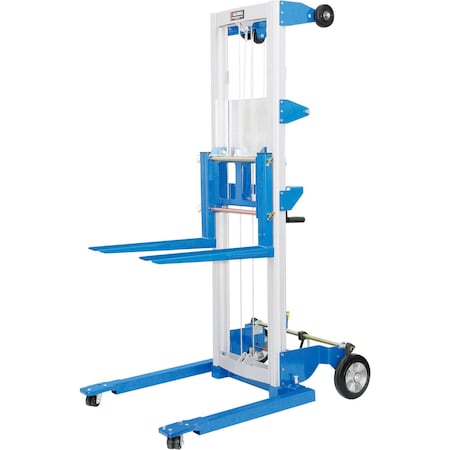 Global Industrial Lightweight Hand Operated Lift Truck, 400 Lb. Capacity Straddle Legs 989051